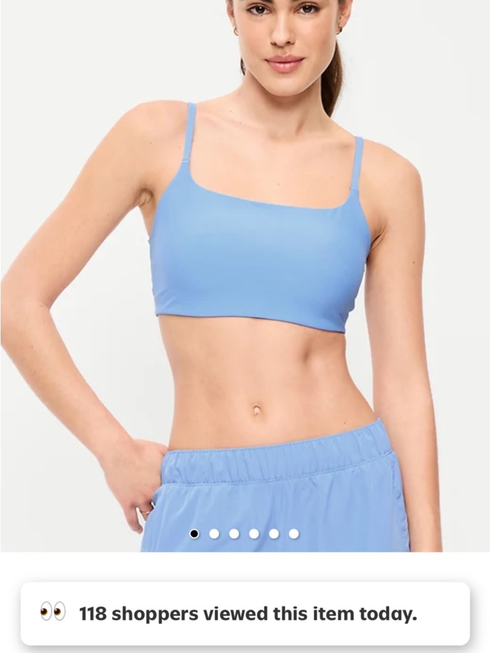 Old Navy Medium Light Blue Square-Neck sports bra